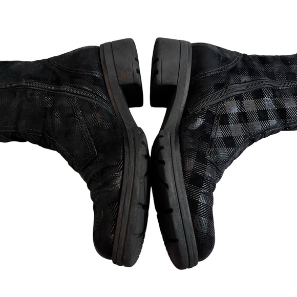 Gabor Plaid Black/Gray Metallic Combat Ankle Boots, UK 6/US 8.5 - Picture 7 of 14